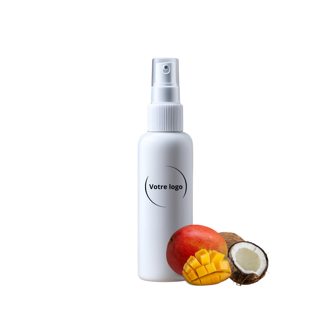 Découvrez notre nouvelle brume cheveux à l'huile de jojoba et provitamine B5, hydratante et parfumée à la mangue coco. Hydratation légère, douceur assurée !